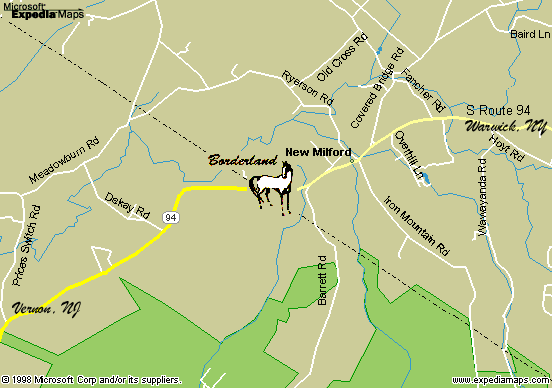 Borderland Farm, map by Microsoft Expedia